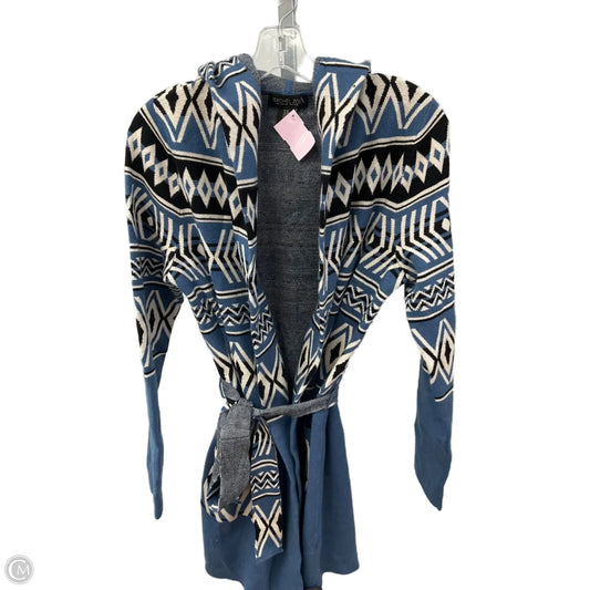 Sweater Cardigan By Rachel Zoe In Black & Blue, Size: M