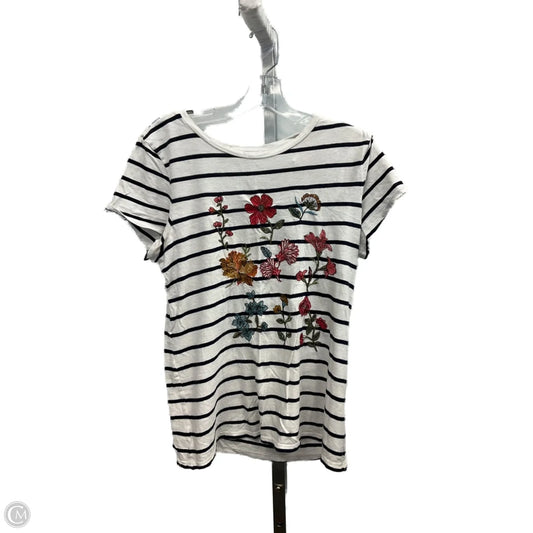 Top Short Sleeve By Loft In Striped Pattern, Size: M