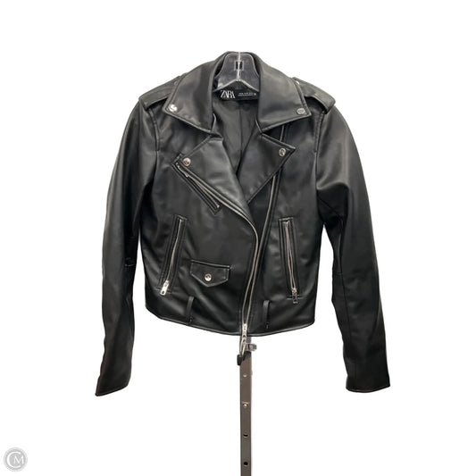 Jacket Leather By Zara In Black, Size: Xs
