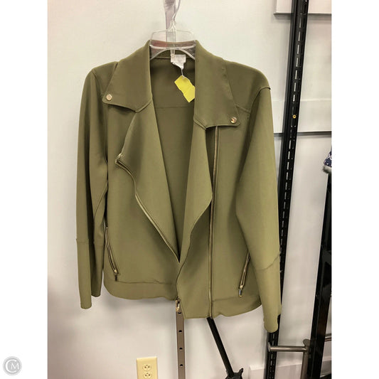 Jacket Moto By Chicos In Green, Size: 12