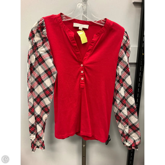 Top Long Sleeve By Loft In Red, Size: S