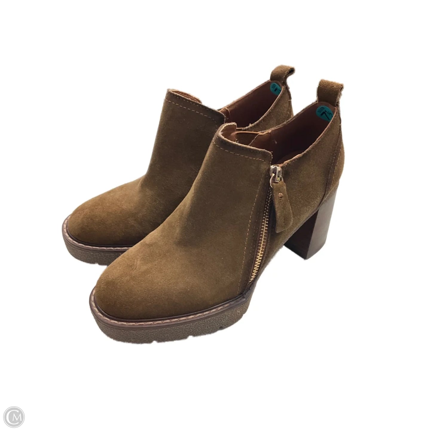 Boots Ankle Heels By Clothes Mentor In Brown, Size: 7.5