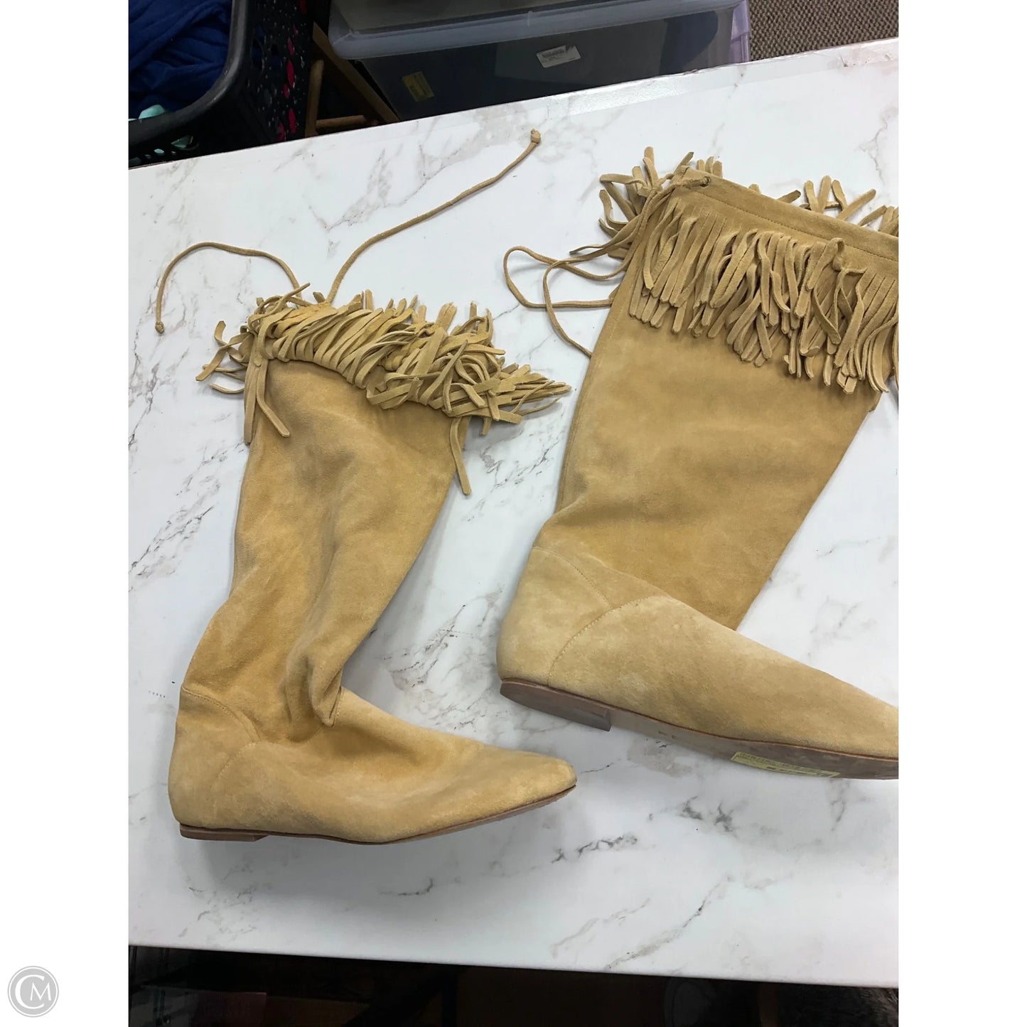 Boots Knee Flats By Clothes Mentor In Yellow, Size: 9.5