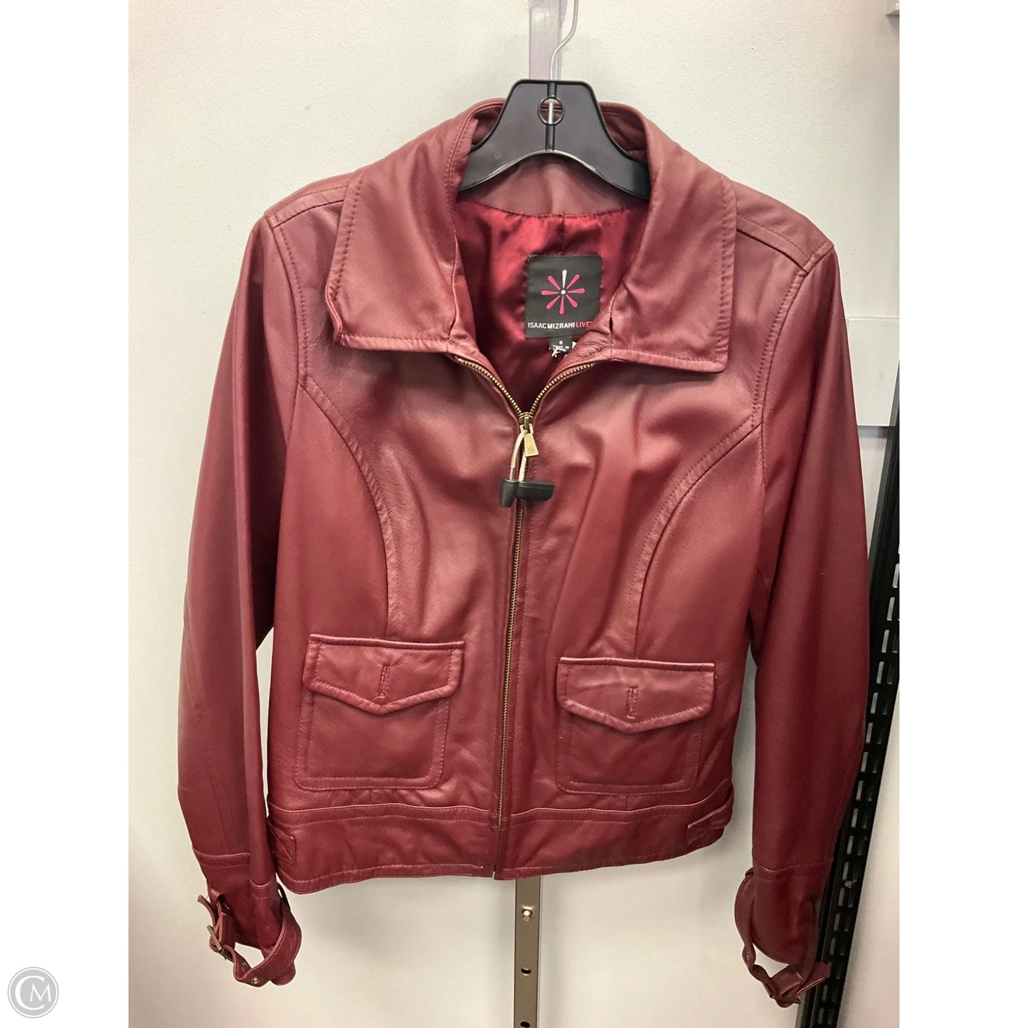 Coat Leather By Isaac Mizrahi Live Qvc In Red, Size: S