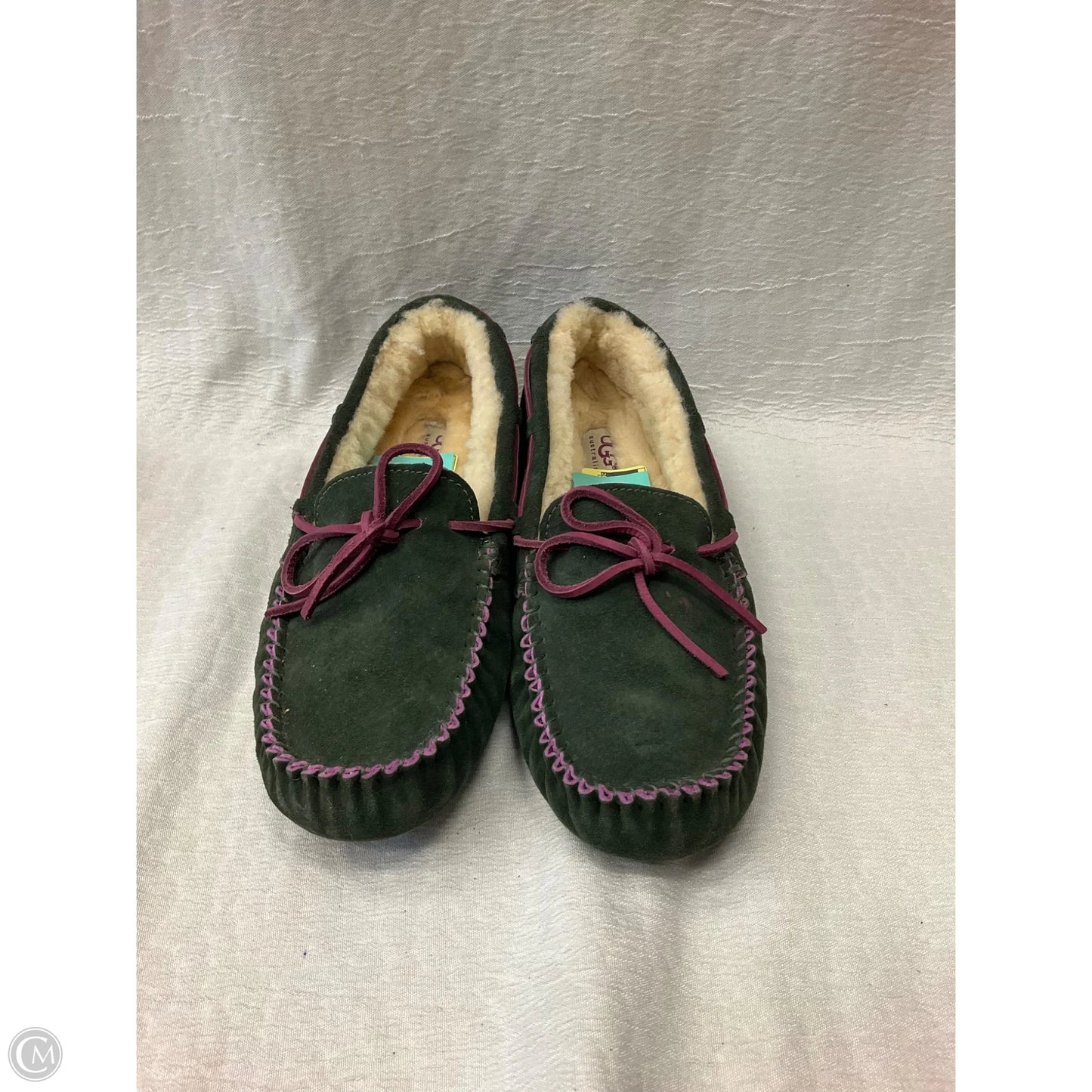 Slippers Designer By Ugg In Green, Size: 9