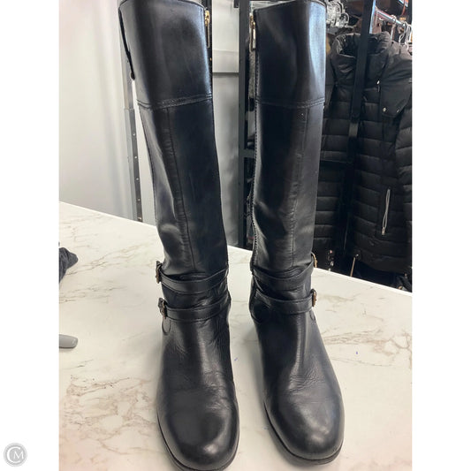 Boots Knee Heels By Clothes Mentor In Black, Size: 9.5