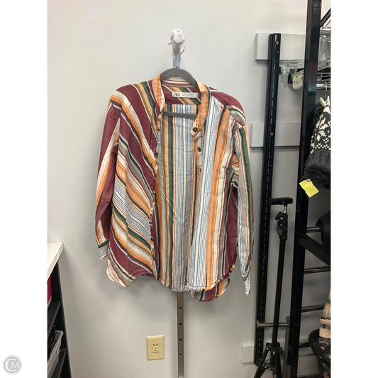 Top Long Sleeve By Zara In Striped Pattern, Size: S