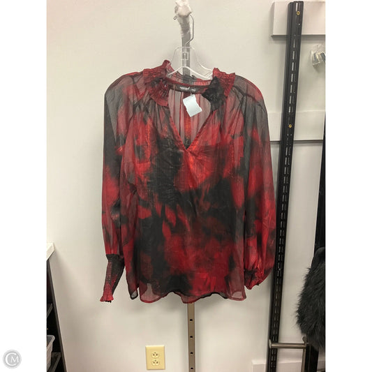 Top Long Sleeve By Simply Vera In Black & Red, Size: L