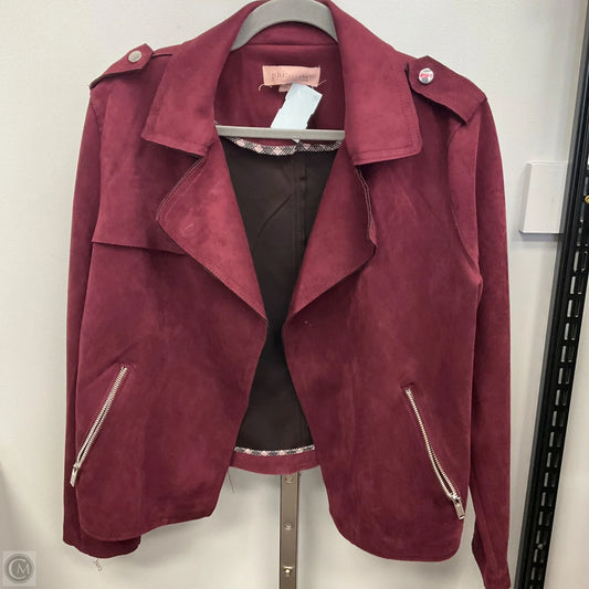Jacket Moto By Philosophy In Maroon, Size: L