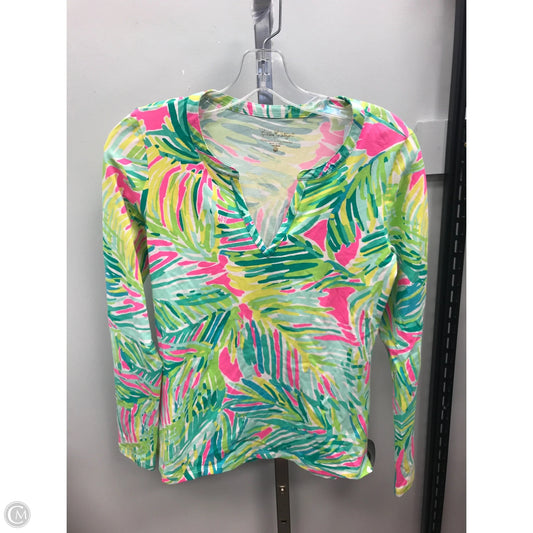 Top Long Sleeve Designer By Lilly Pulitzer In Green & Pink, Size: Xs