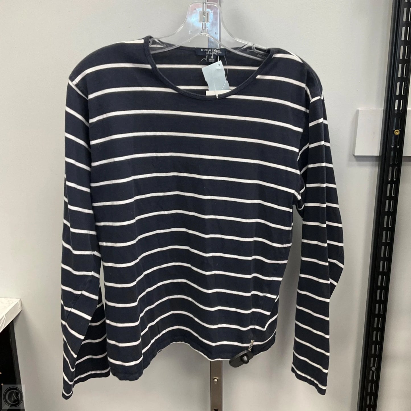 Top Long Sleeve Luxury Designer By Burberry In Striped Pattern, Size: M