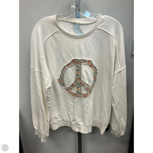 Top Long Sleeve By Easel In White, Size: L