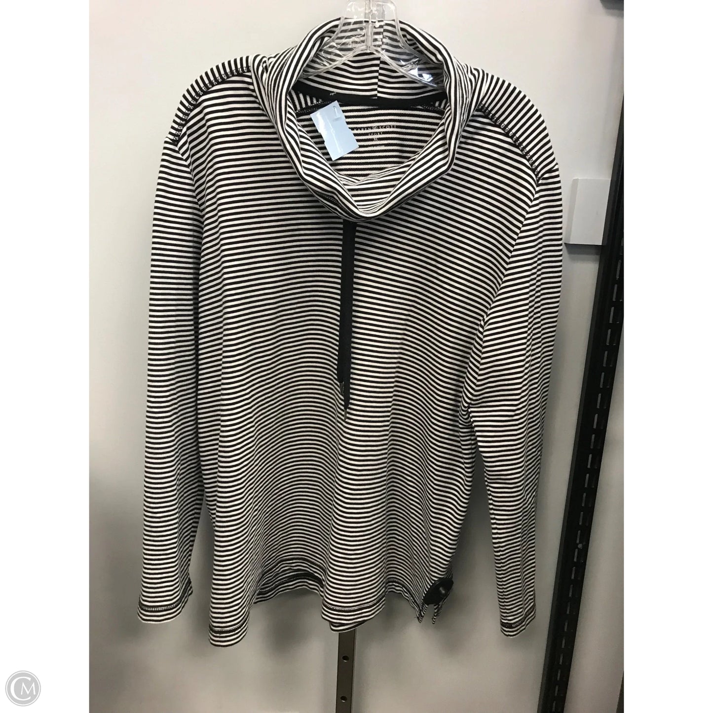 Sweatshirt Collar By Karen Scott In Striped Pattern, Size: Xl