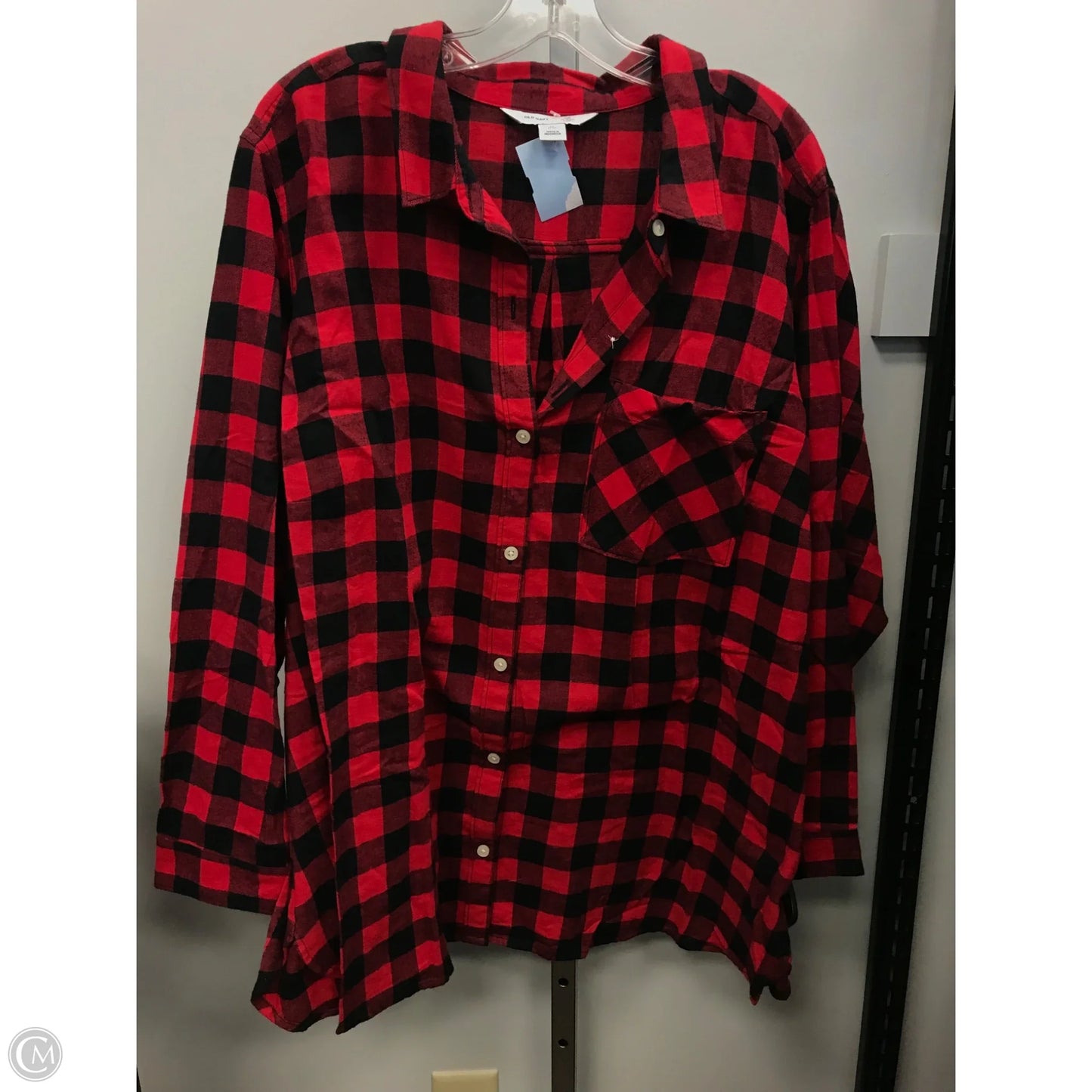 Top Long Sleeve By Old Navy In Checkered Pattern, Size: 3x