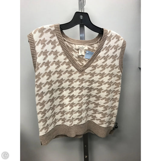 Vest Sweater By Jessica Simpson In Tan & White, Size: S