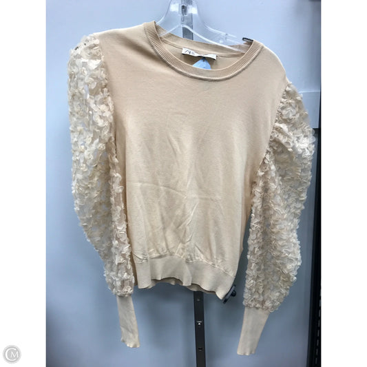 Top Long Sleeve By Zara In Beige, Size: L