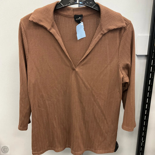 Top Long Sleeve By W5 In Brown, Size: Xl