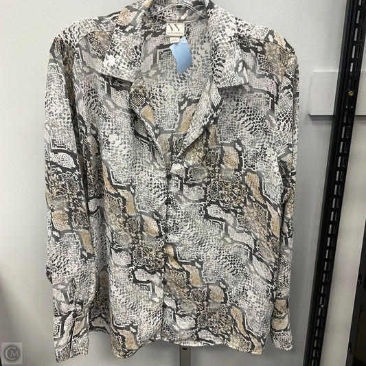 Top Long Sleeve By Worthington In Grey, Size: Xl