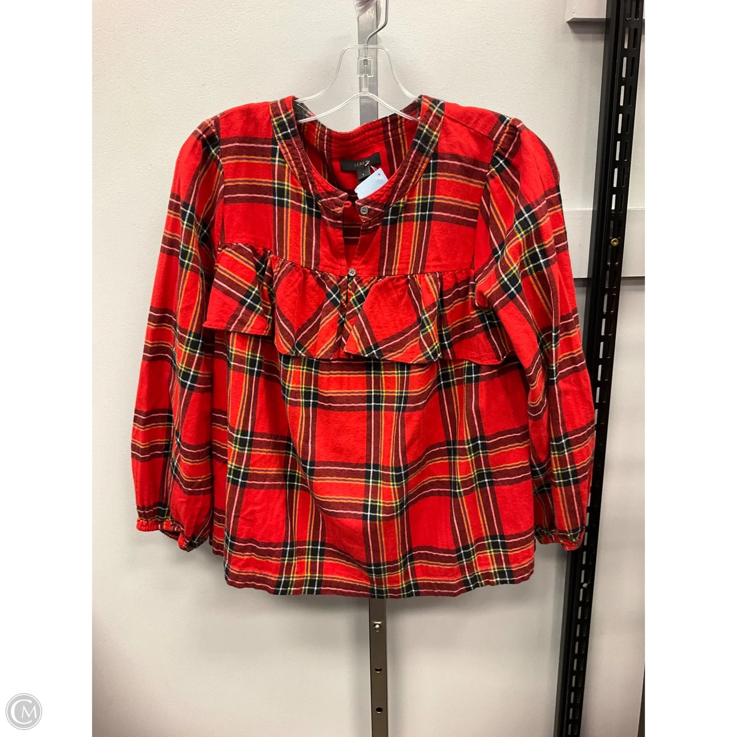 Top Long Sleeve By J. Crew In Plaid Pattern, Size: S