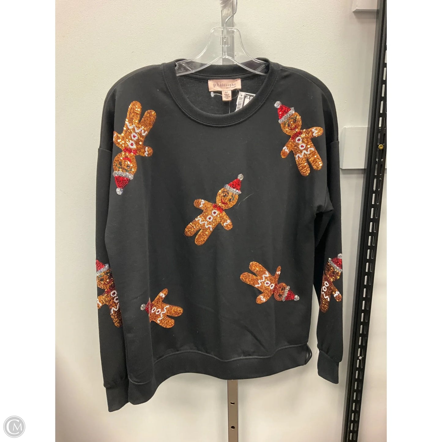 Top Long Sleeve By Philosophy In Black, Size: S