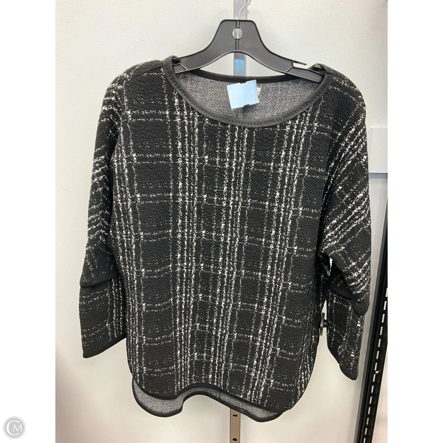 Top Long Sleeve By Max Studio In Black & White, Size: S