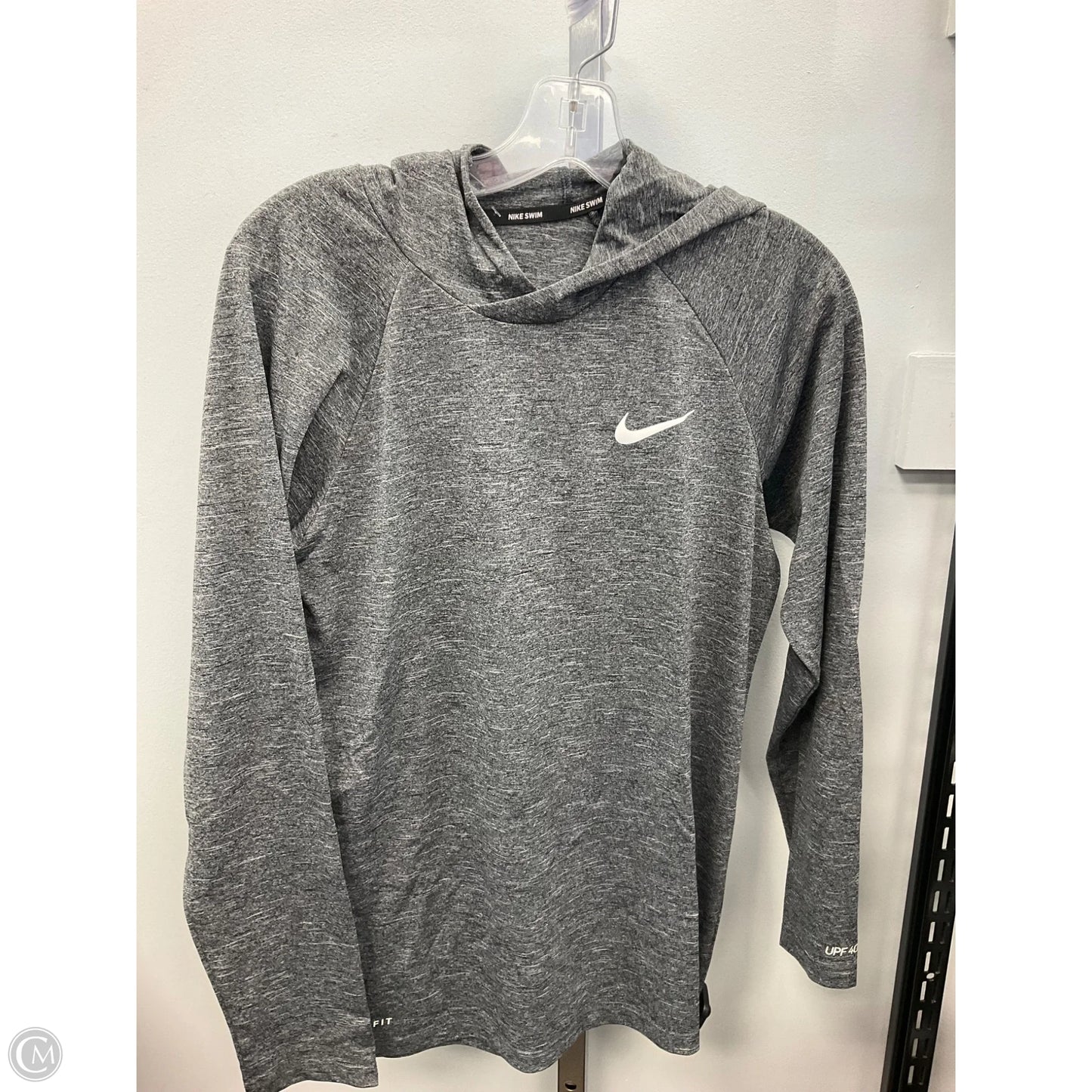 Athletic Top Long Sleeve Hoodie By Nike In Grey, Size: S
