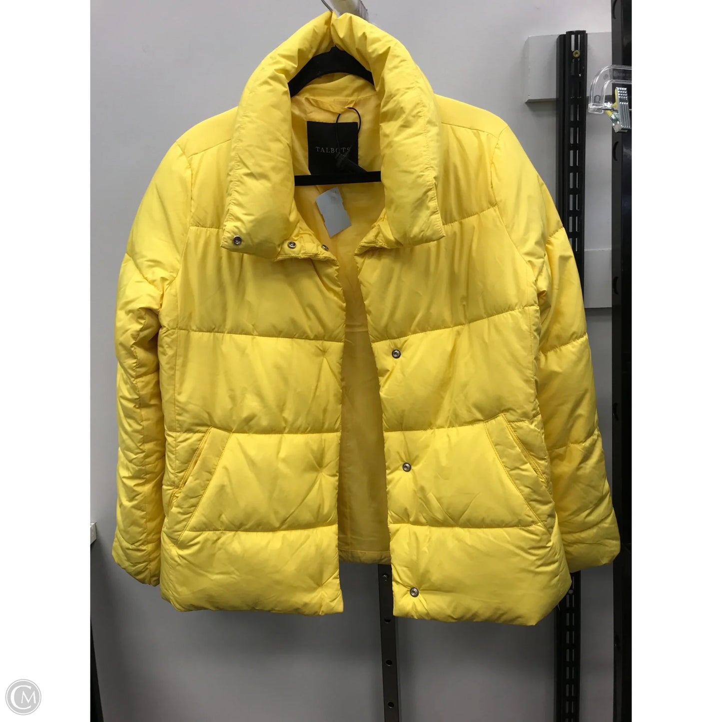 Coat Puffer & Quilted By Talbots In Yellow, Size: S
