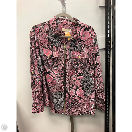Top Long Sleeve By Michael By Michael Kors In Black & Pink, Size: 1x