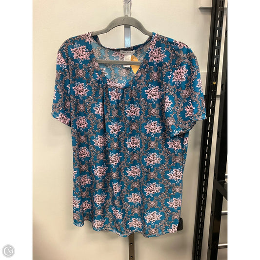 Top Short Sleeve By Clothes Mentor In Blue & Pink, Size: 3x