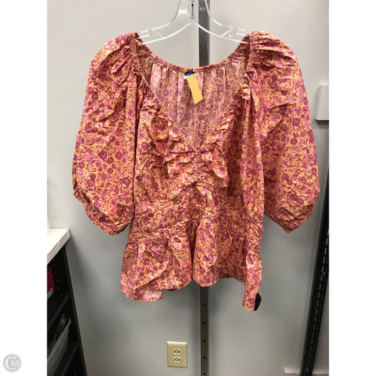Top 3/4 Sleeve By Old Navy In Orange & Pink, Size: Xxl