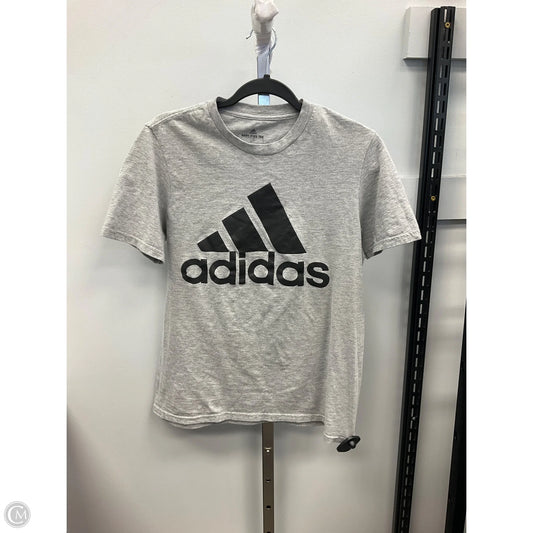 Athletic Top Short Sleeve By Adidas In Grey, Size: S