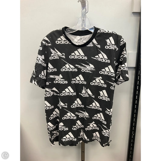 Athletic Top Short Sleeve By Adidas In Black & White, Size: S