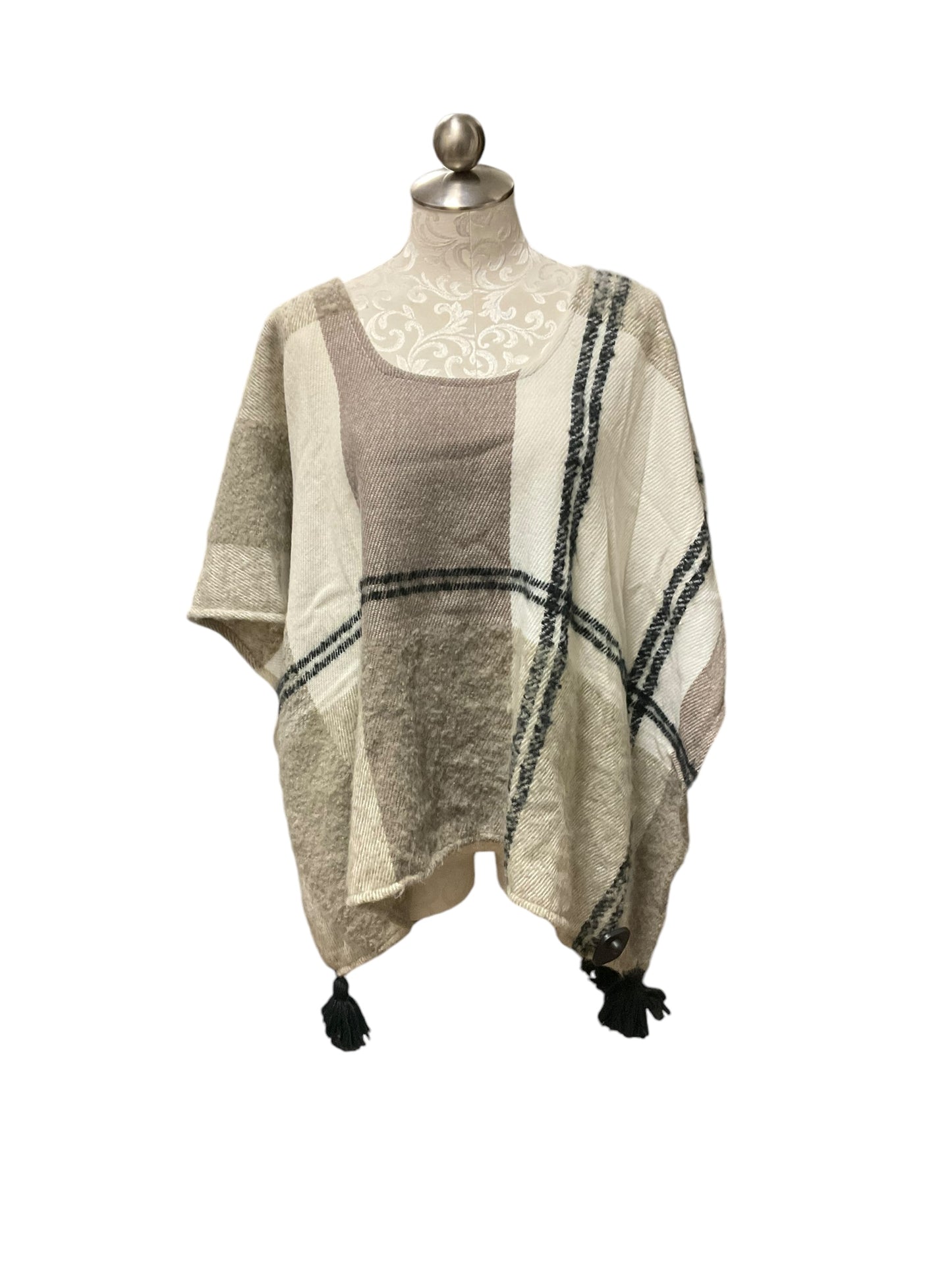 Poncho By Green Label In Taupe, Size: Os