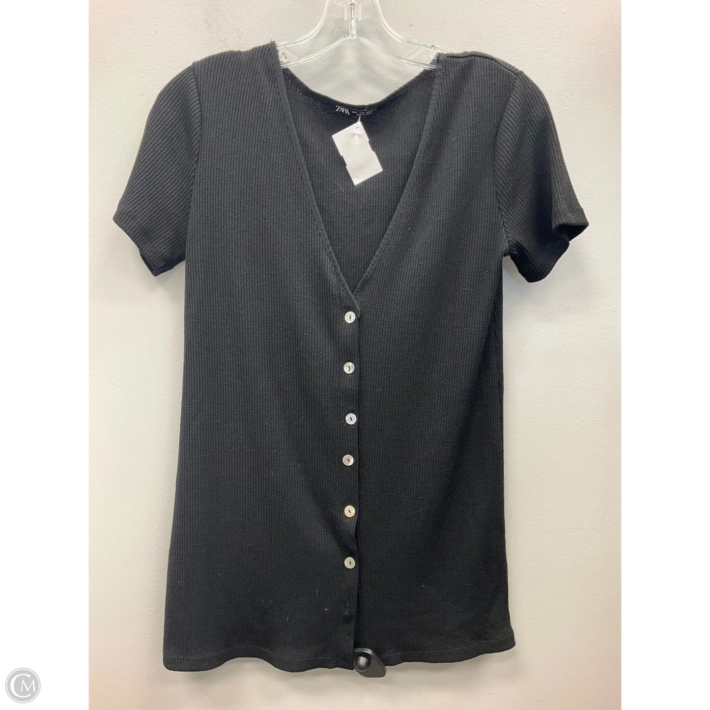 Sweater Short Sleeve By Zara In Black, Size: S