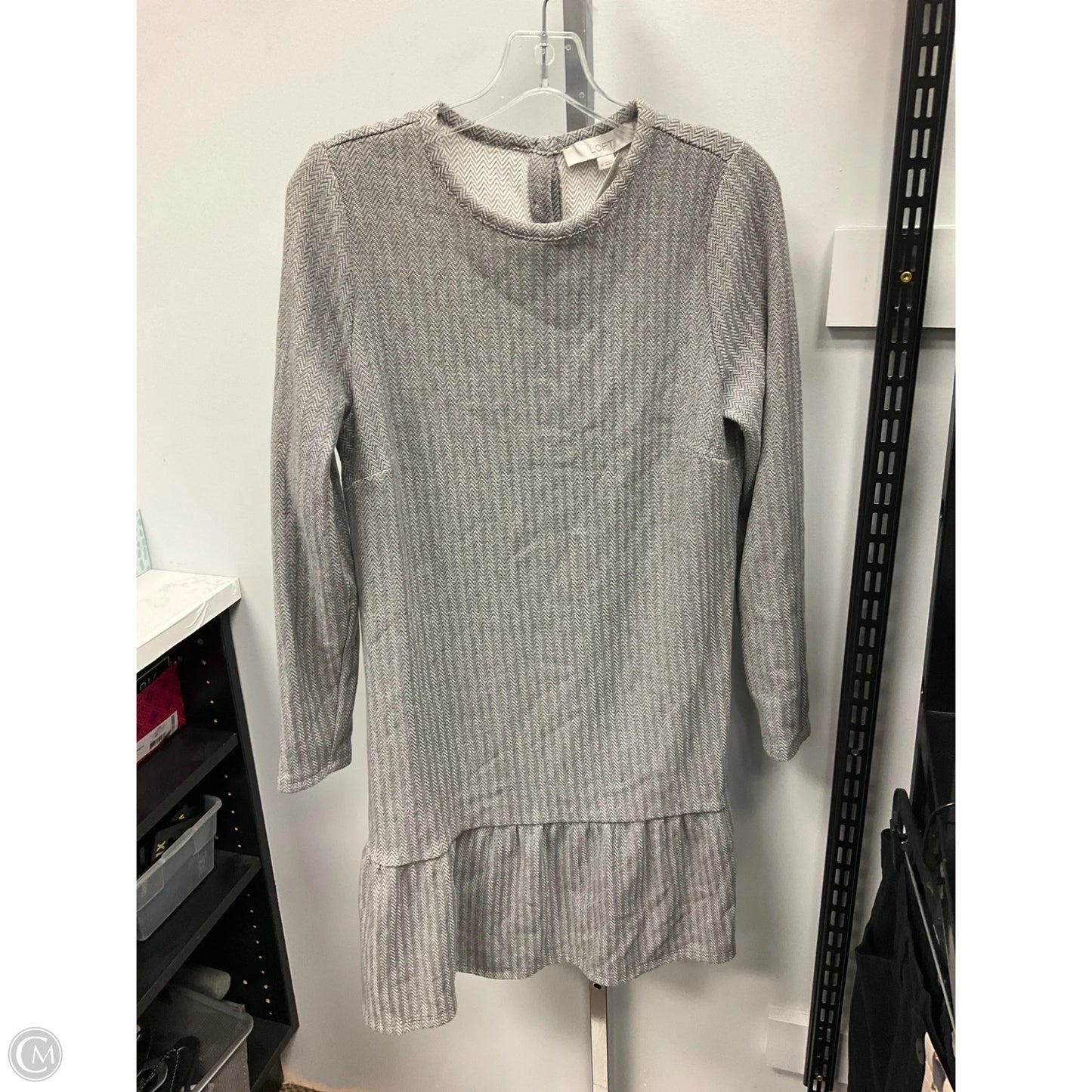 Dress Casual Midi By Loft In Grey, Size: M
