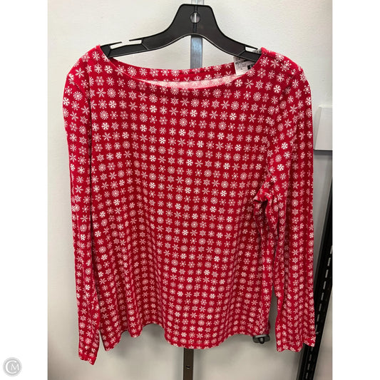 Top Long Sleeve By Talbots In Red & White, Size: Xl