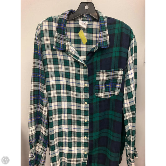 Top Long Sleeve By Gap In Plaid Pattern, Size: Xl