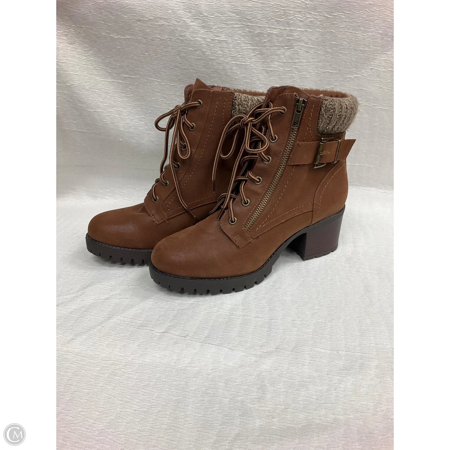 Boots Ankle Heels By Mia In Brown, Size: 8.5