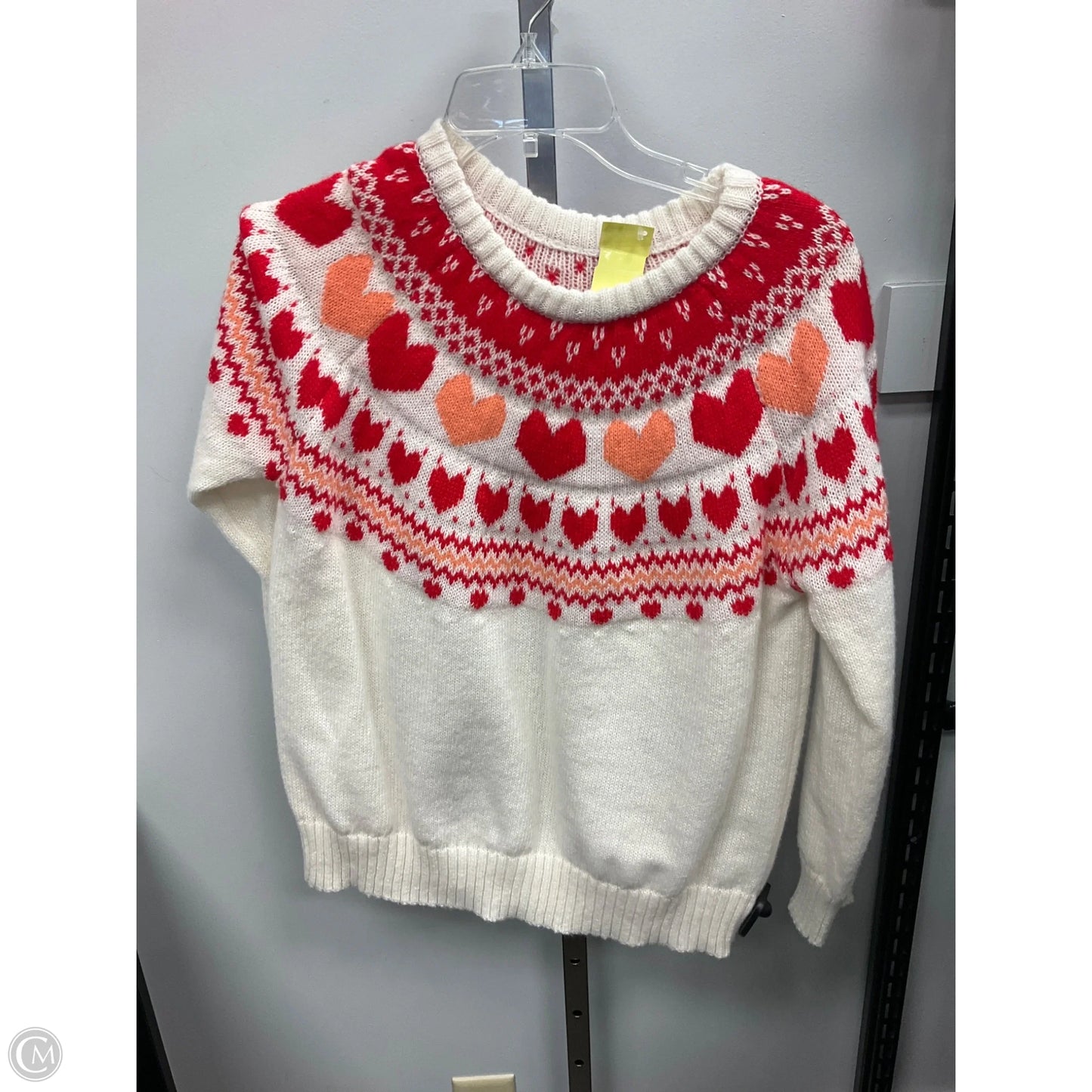 Sweater By Clothes Mentor In Cream & Pink, Size: S