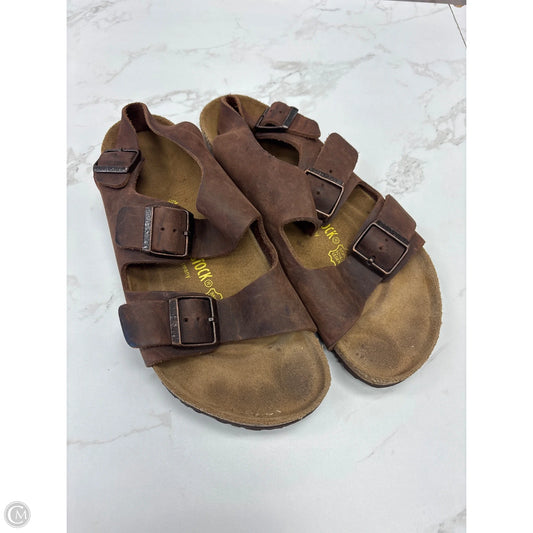 Sandals Flats By Birkenstock In Brown, Size: 10