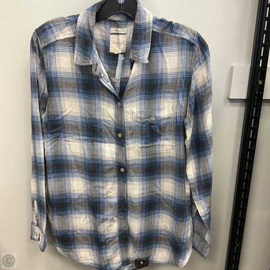 Top Long Sleeve By American Eagle In Plaid Pattern, Size: S