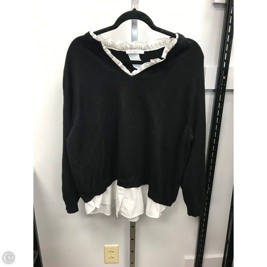 Top Long Sleeve By Sioni In Black & White, Size: L