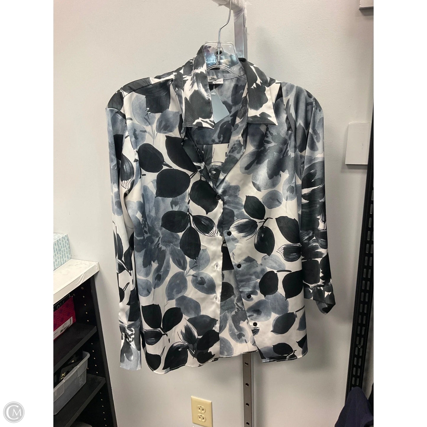 Top Long Sleeve By Maison Damelie In Black & Cream, Size: S