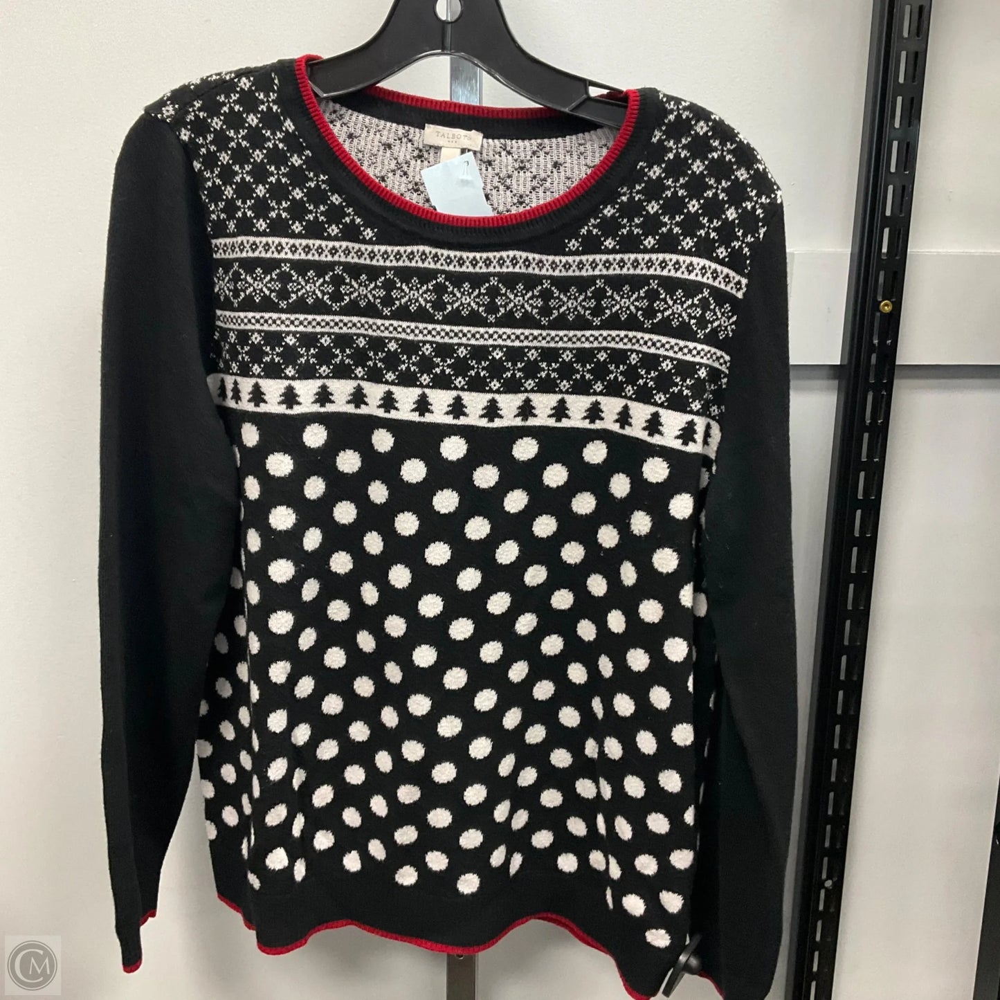 Sweater By Talbots In Black & White, Size: L