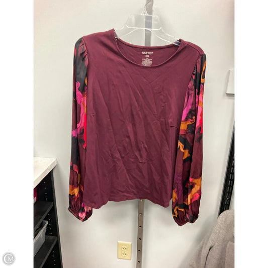 Top Long Sleeve By Nine West In Maroon, Size: Xxl