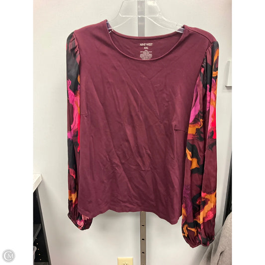 Top Long Sleeve By Nine West In Maroon, Size: Xxl