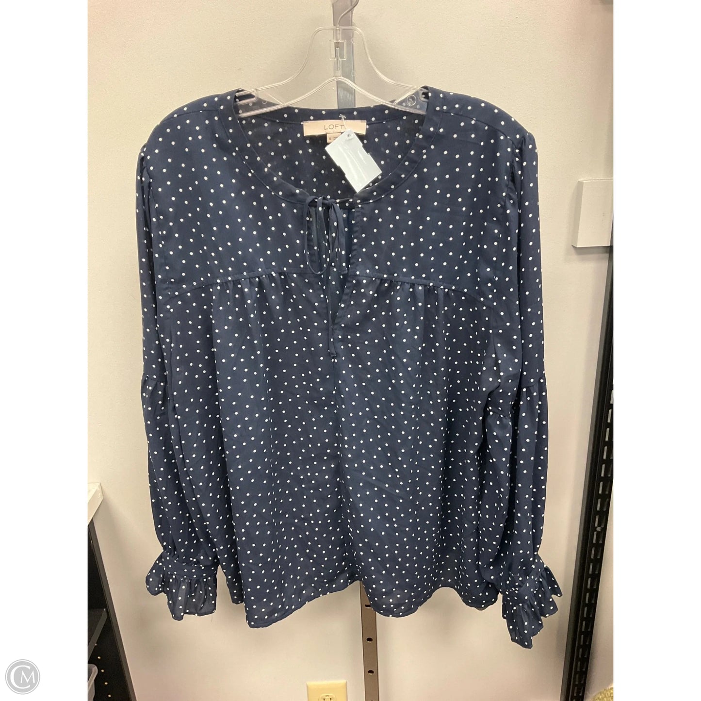 Top Long Sleeve By Loft In Polkadot Pattern, Size: Xl