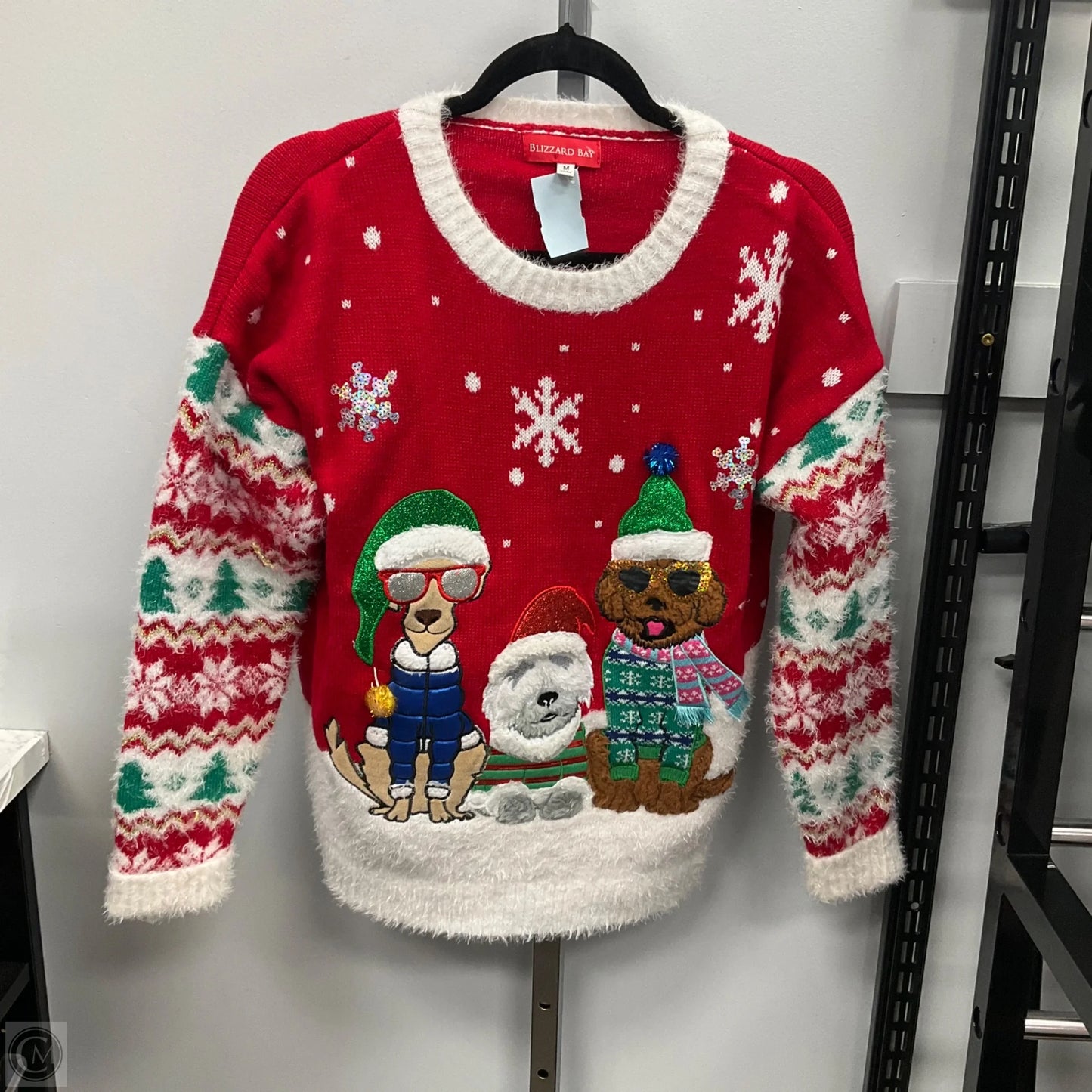 Sweater By Clothes Mentor In Red & White, Size: M