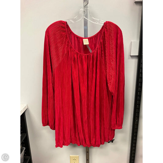 Top Long Sleeve By Faded Glory In Red, Size: 2x