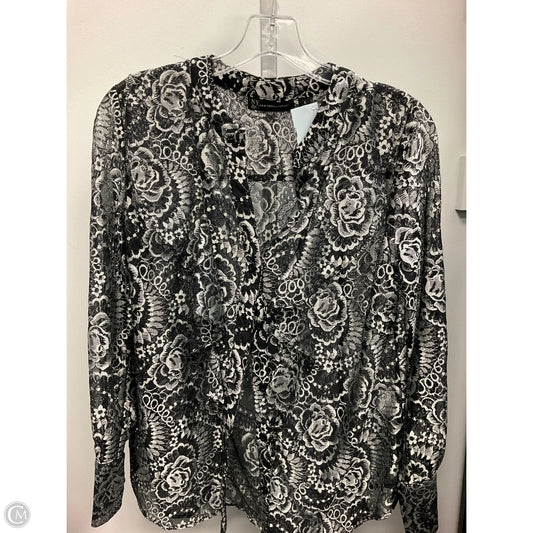 Top Long Sleeve By New York And Co In Black & Silver, Size: L